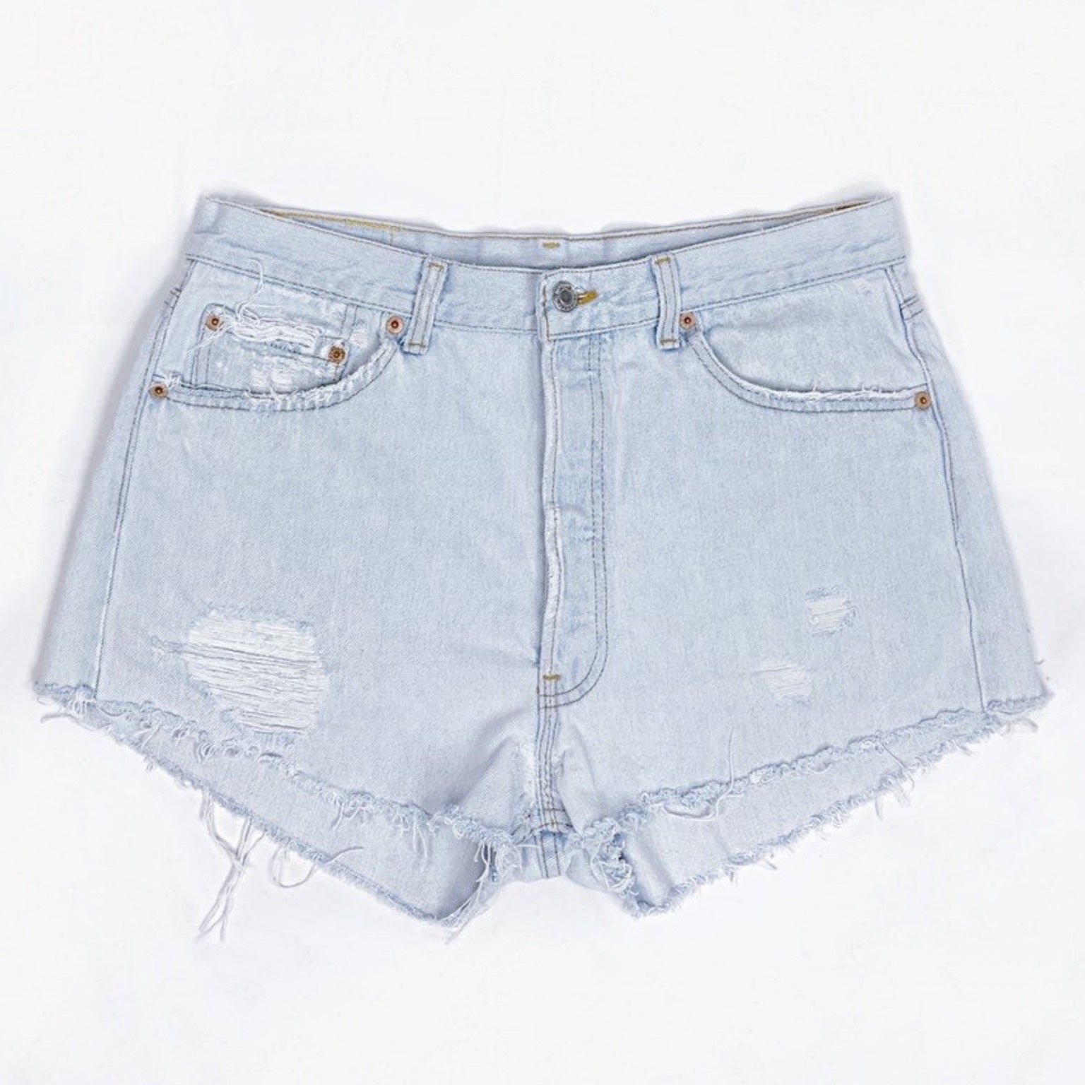 Vintage 501 Size 36 Distressed Light Wash High Waisted Levis Shorts