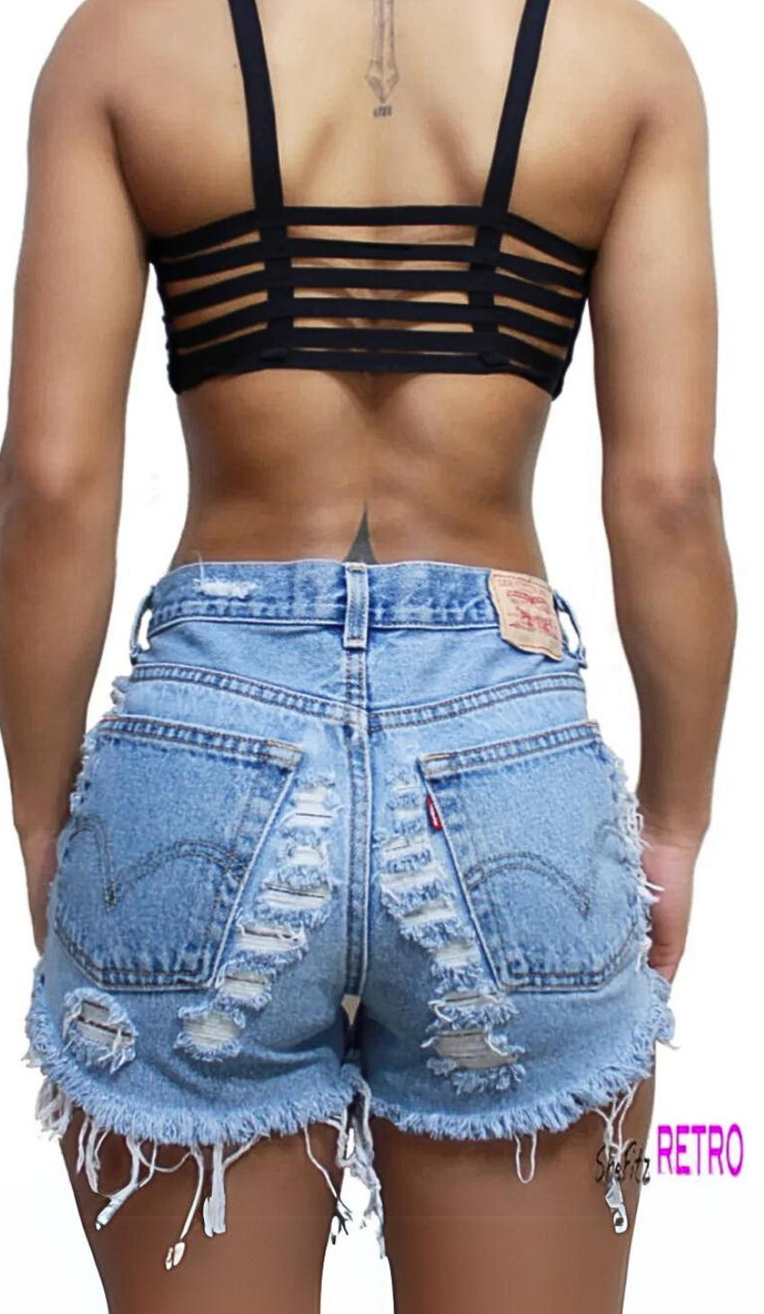 Watch My Back Shredded Denim Shorts
