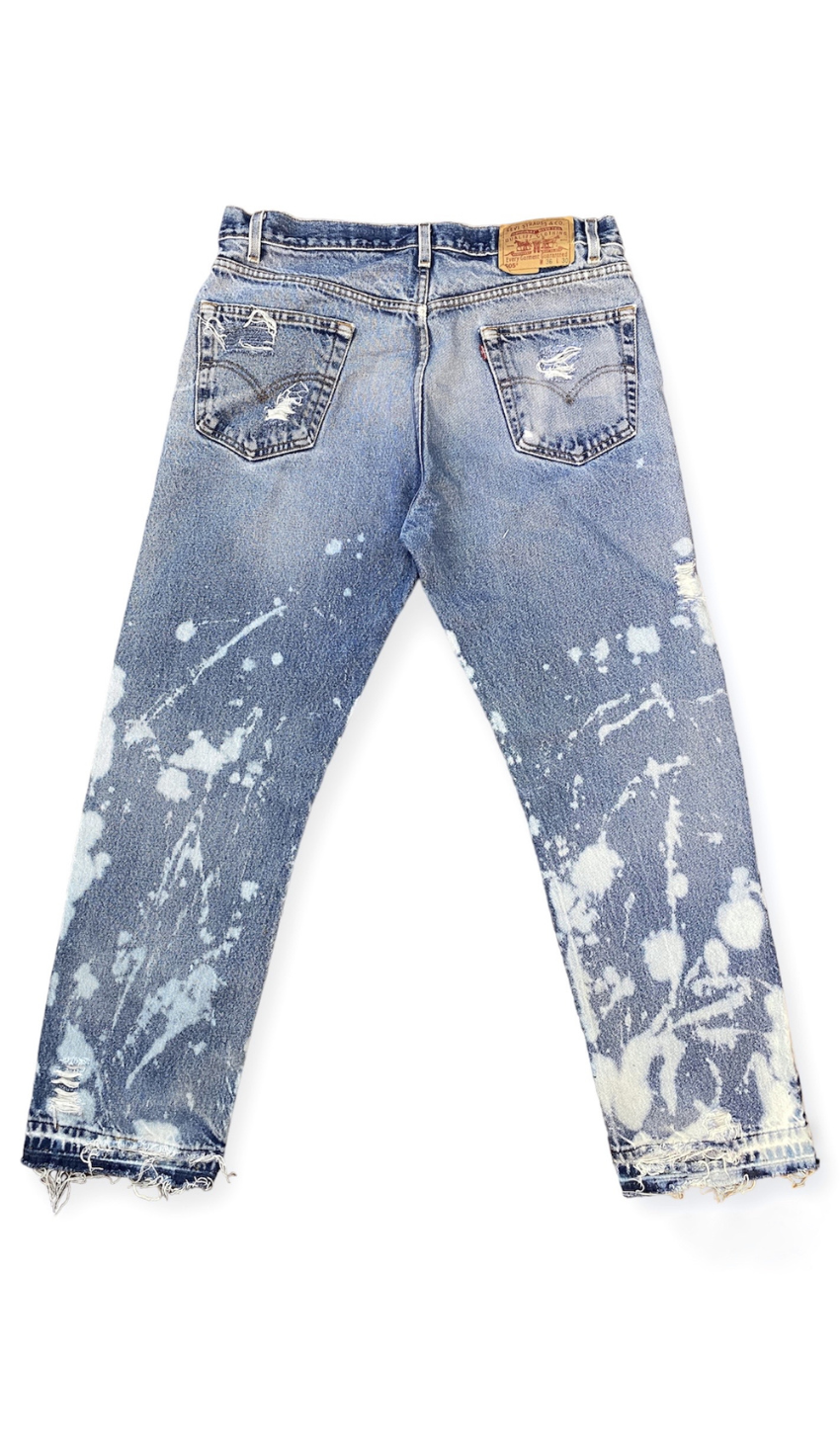 Straight Leg Bleached Distressed Jeans