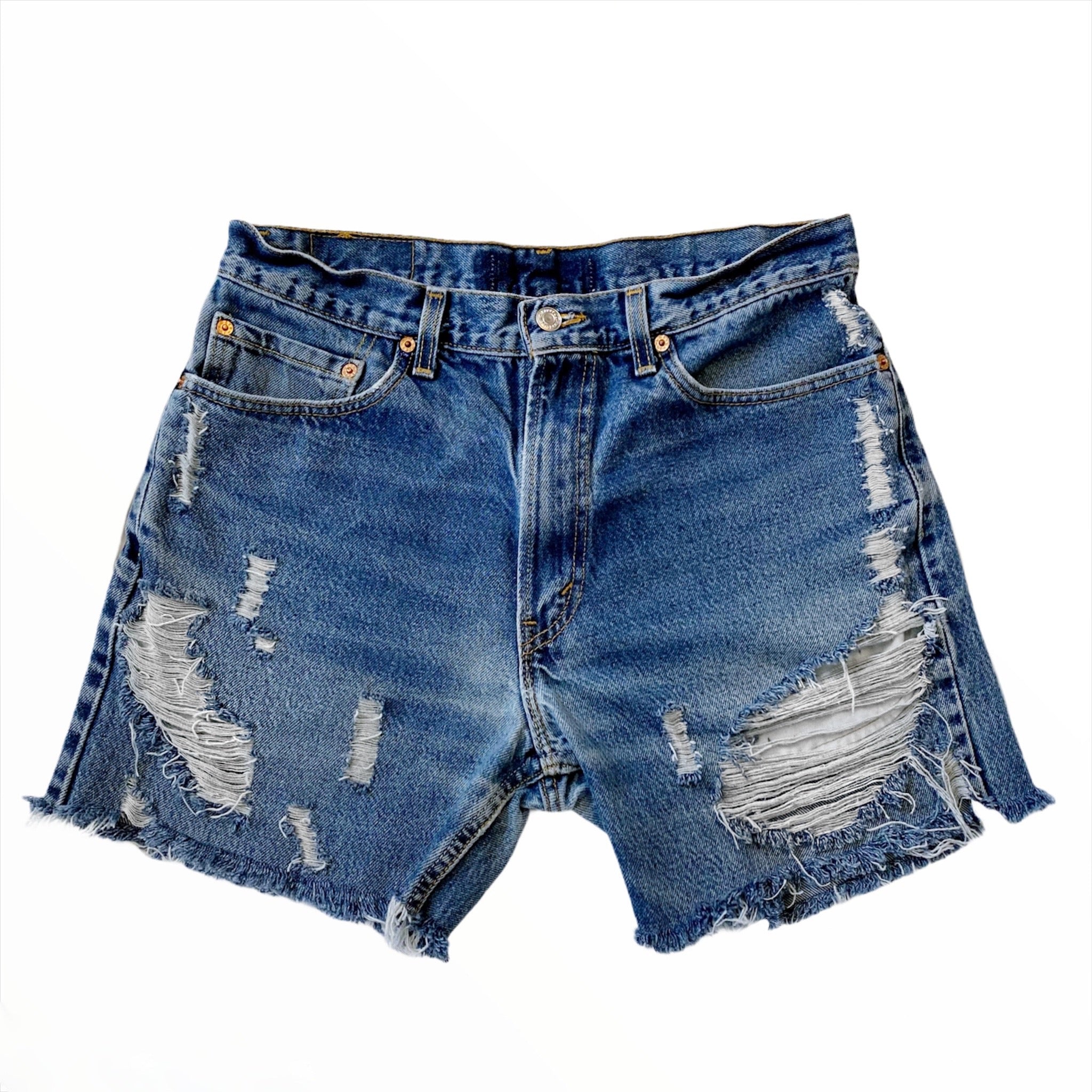 Made To Order Distressed Denim Shorts