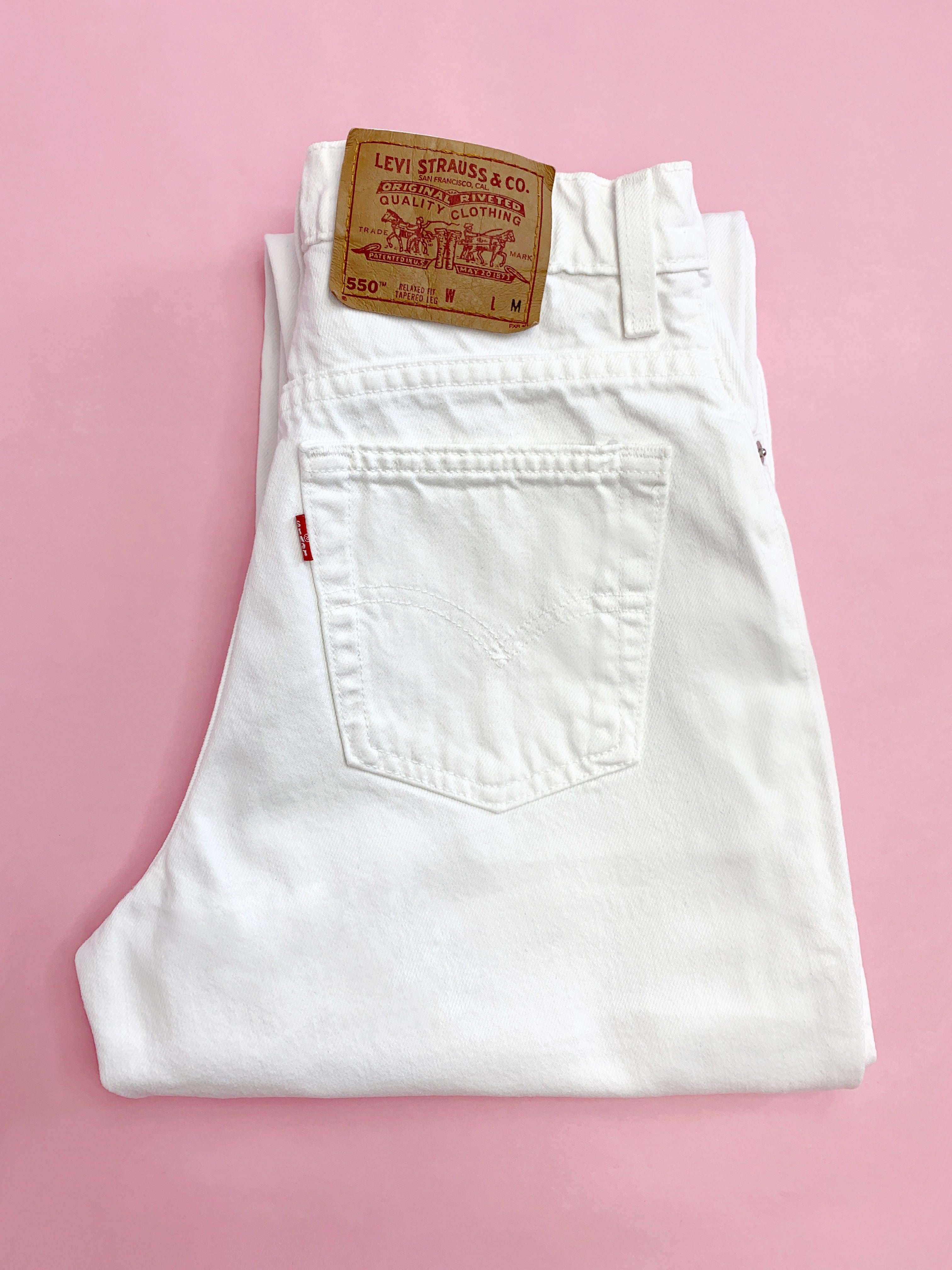 All Sizes White Vintage High Waisted Tapered Levis Jeans