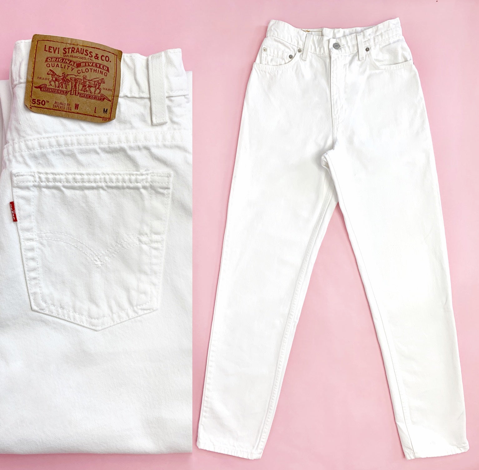 All Sizes White Vintage High Waisted Tapered Levis Jeans