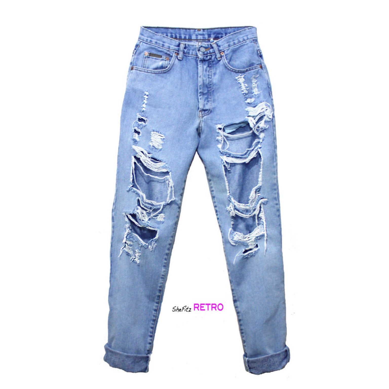 Made To Order Vintage Destroyed High Waisted Jeans