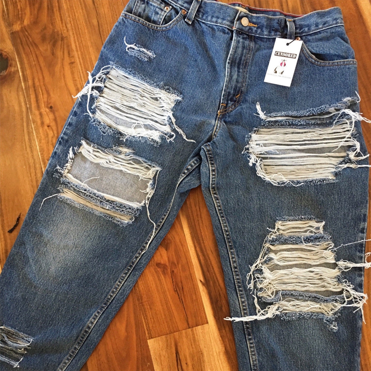 Made To Order Vintage Trashed High Waisted Boyfriend Jeans