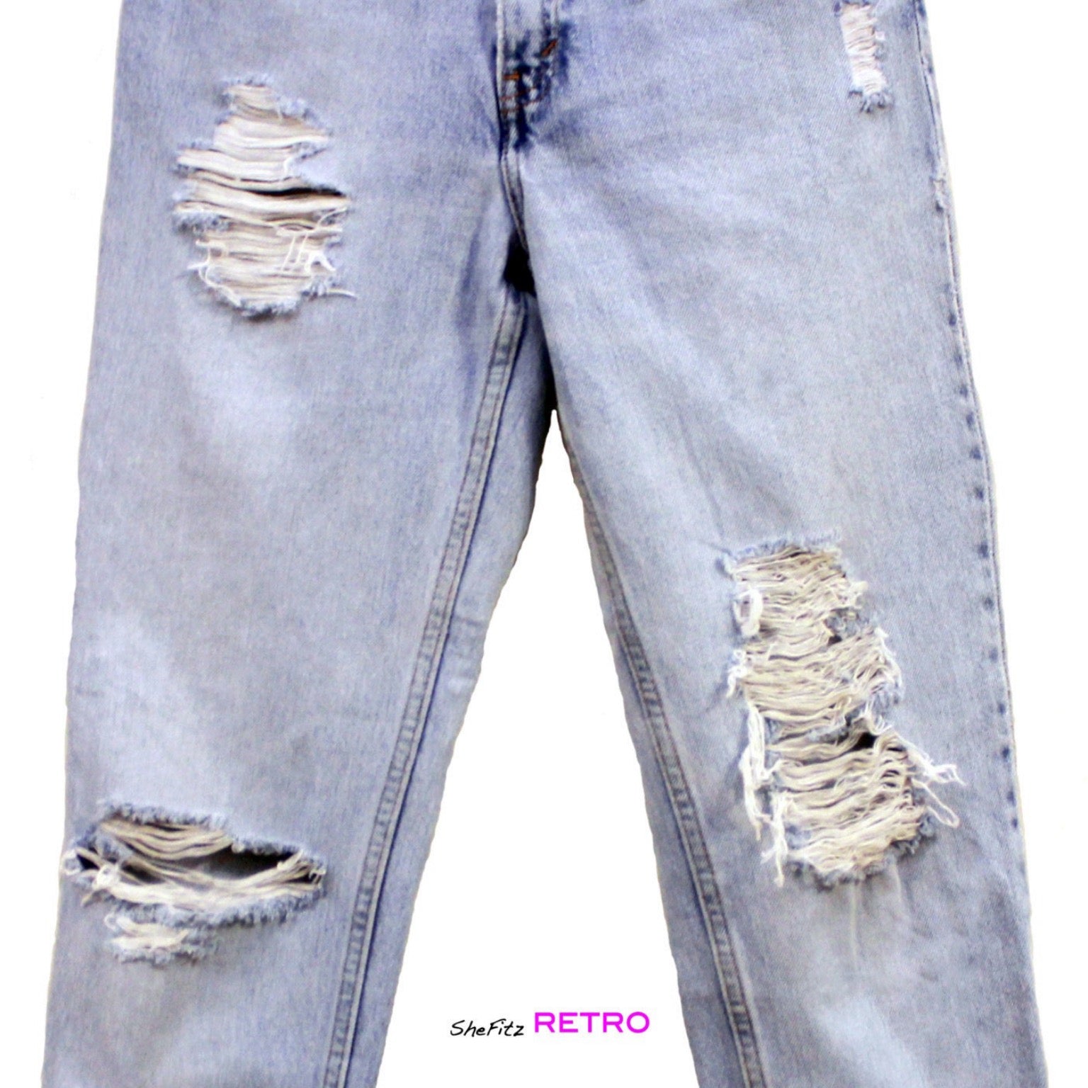 Made To Order Vintage High Waisted Distressed Levis Cut Off Ankle Hem Jeans