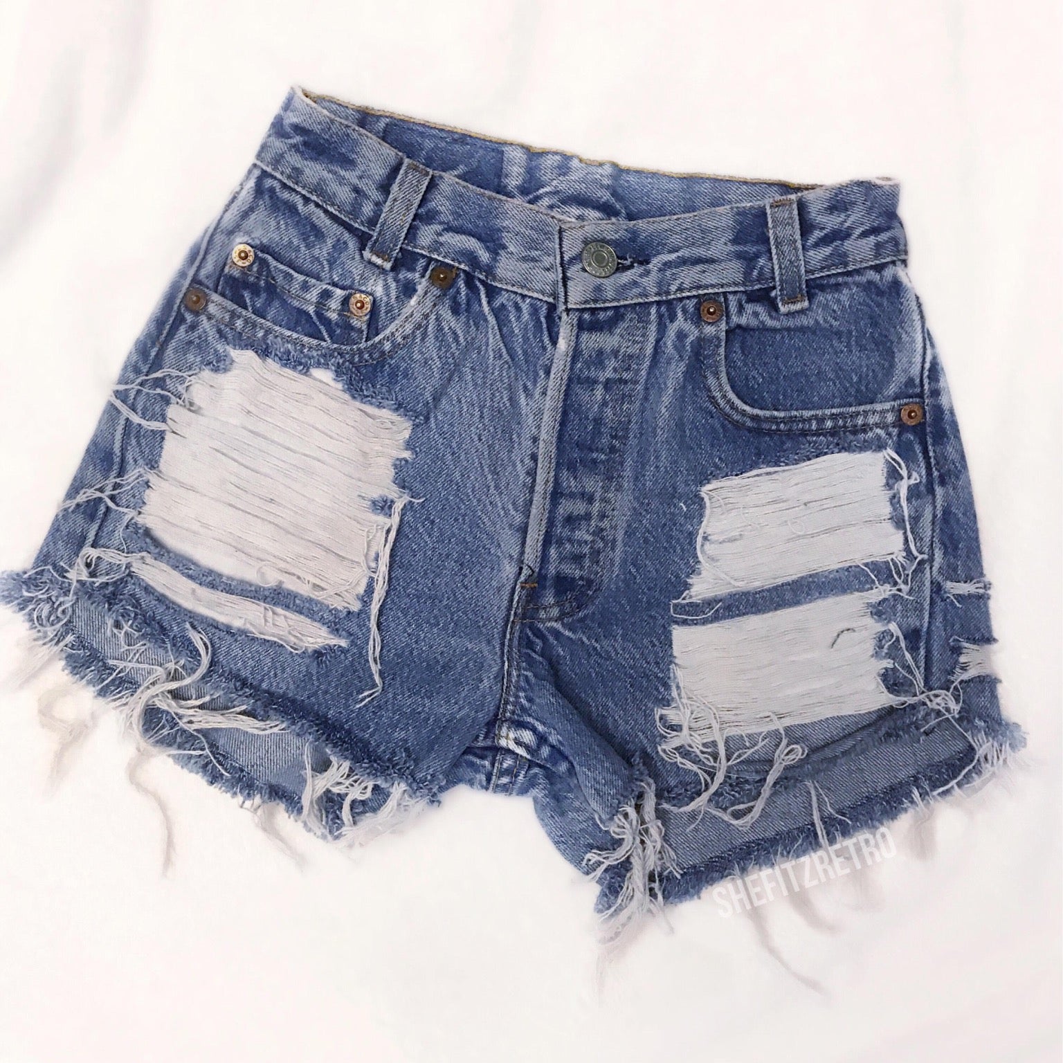 Made To Order Vintage High Waisted Destroyed Cut Off Shorts