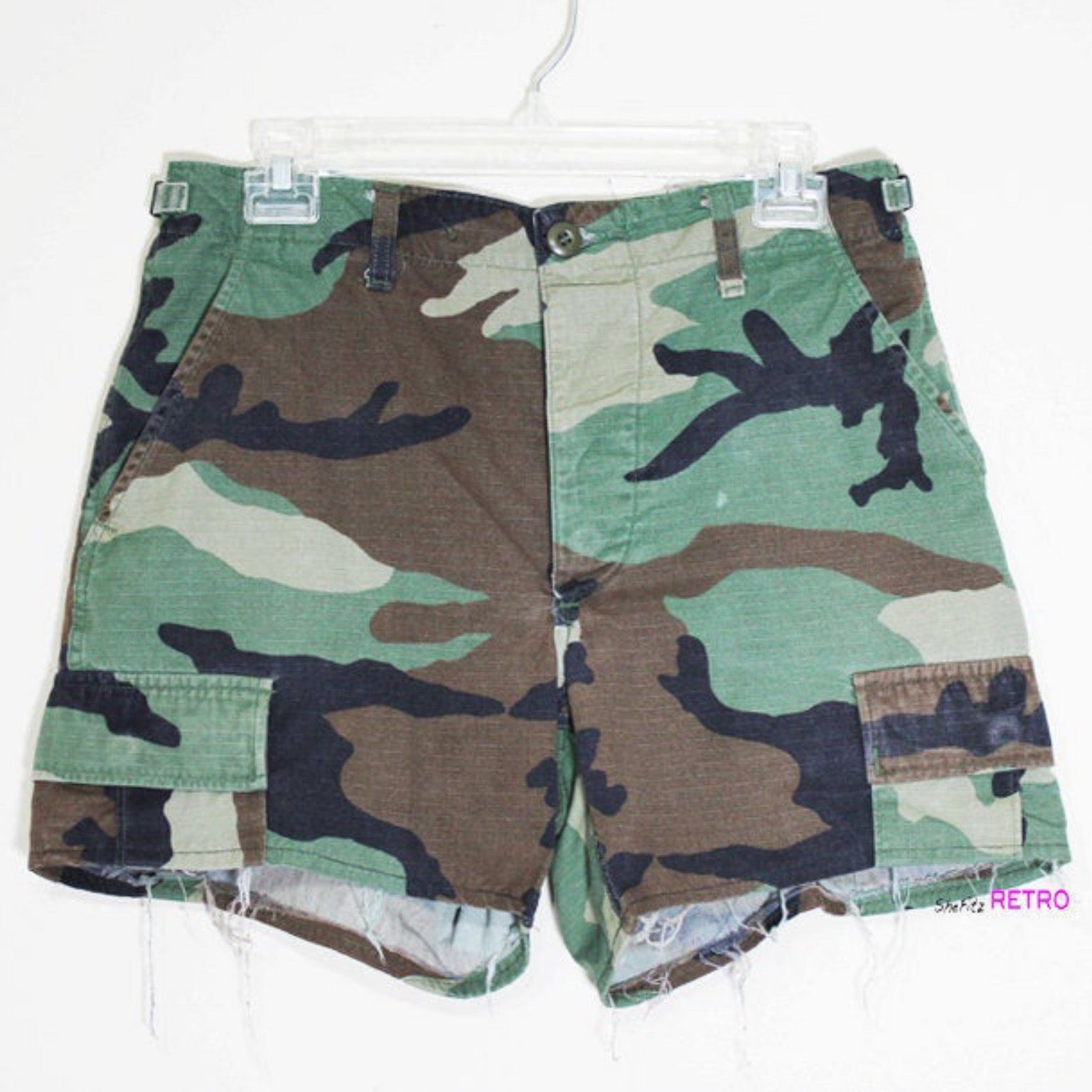 Reworked Vintage High Waisted Camo Cut Off Shorts