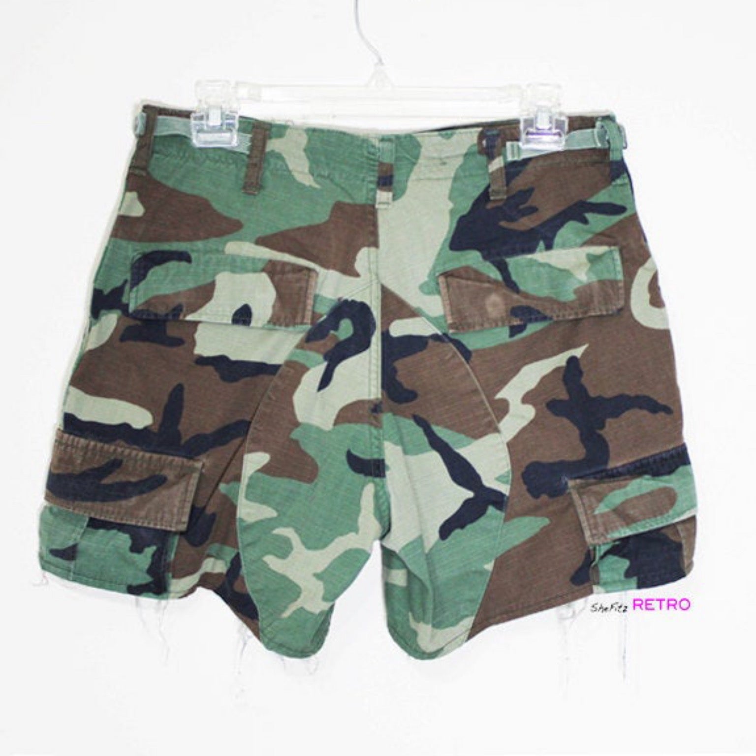 Reworked Vintage High Waisted Camo Cut Off Shorts