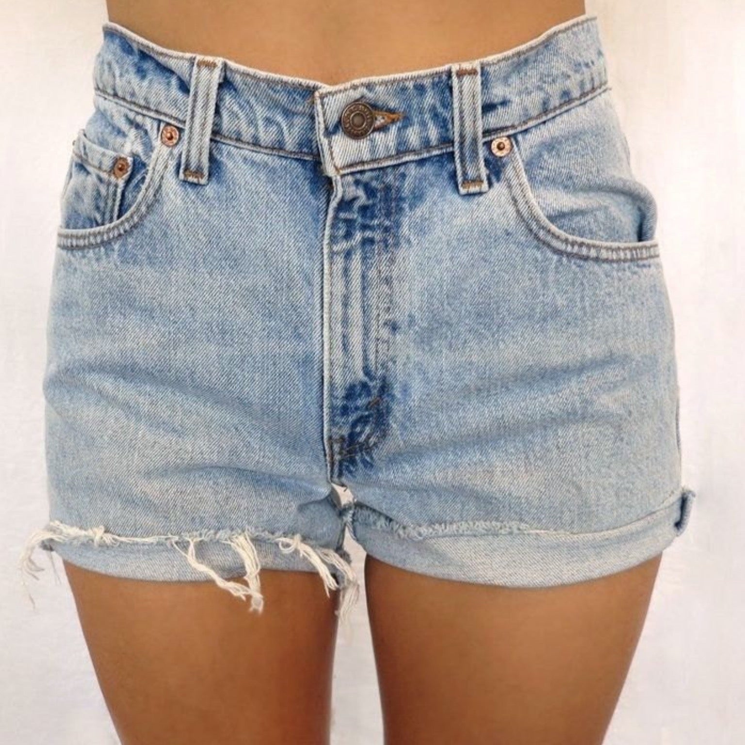 Made To Order Vintage High Waisted Cuffed Cut Off Shorts
