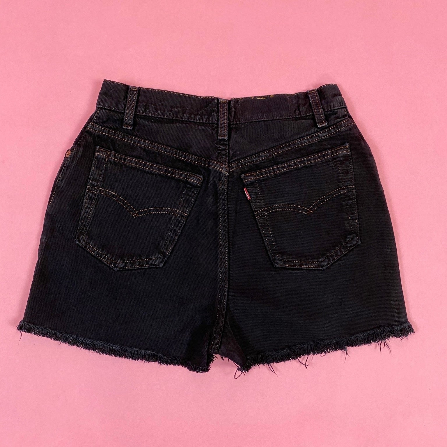 Vintage Black 501 High Waisted Distressed Levi Shorts Size 5