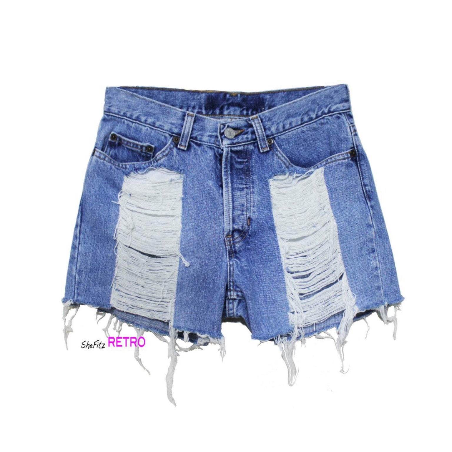 Made To Order Vintage Fully Shredded Grunge Denim Shorts