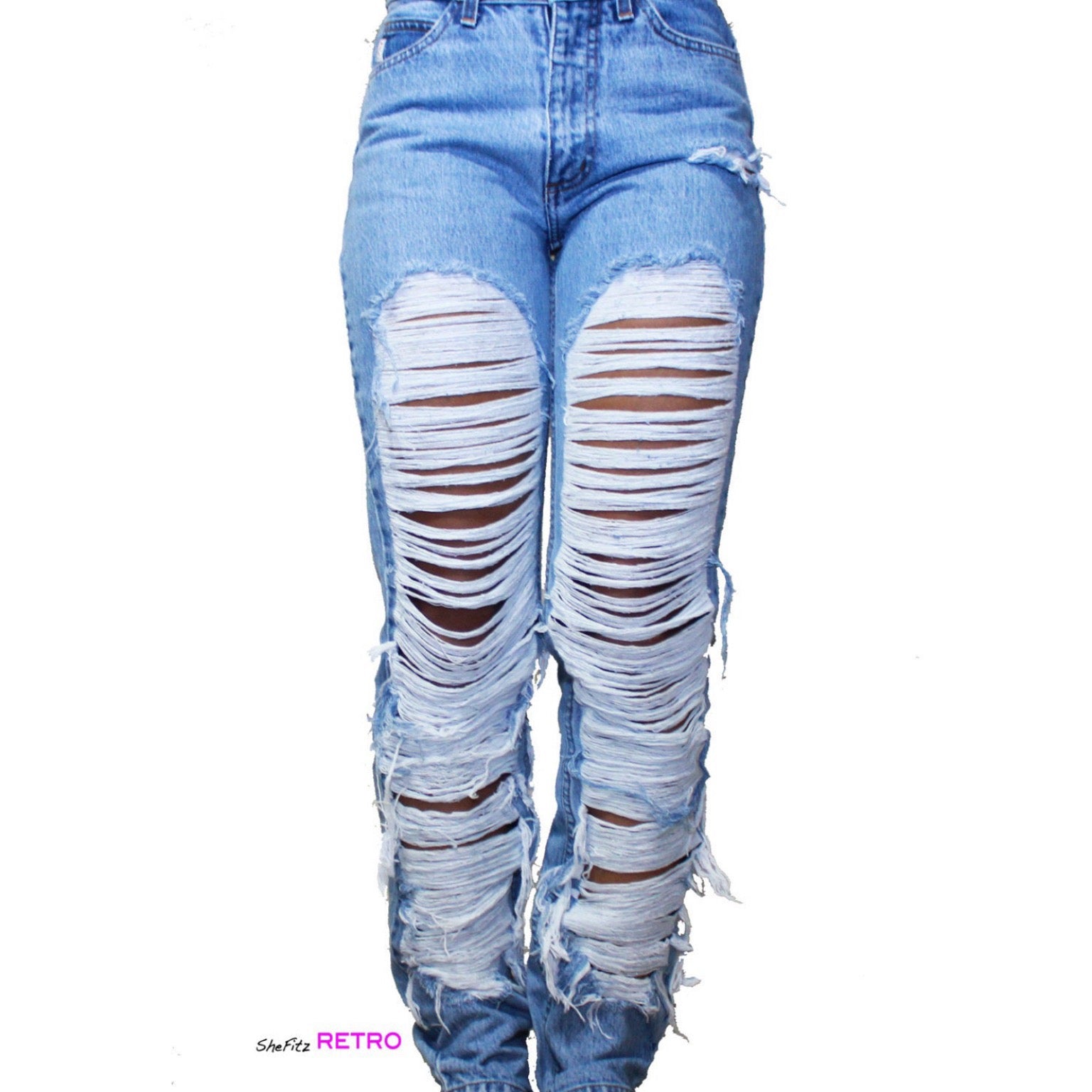 Vintage Fully Shredded Grunge Jeans