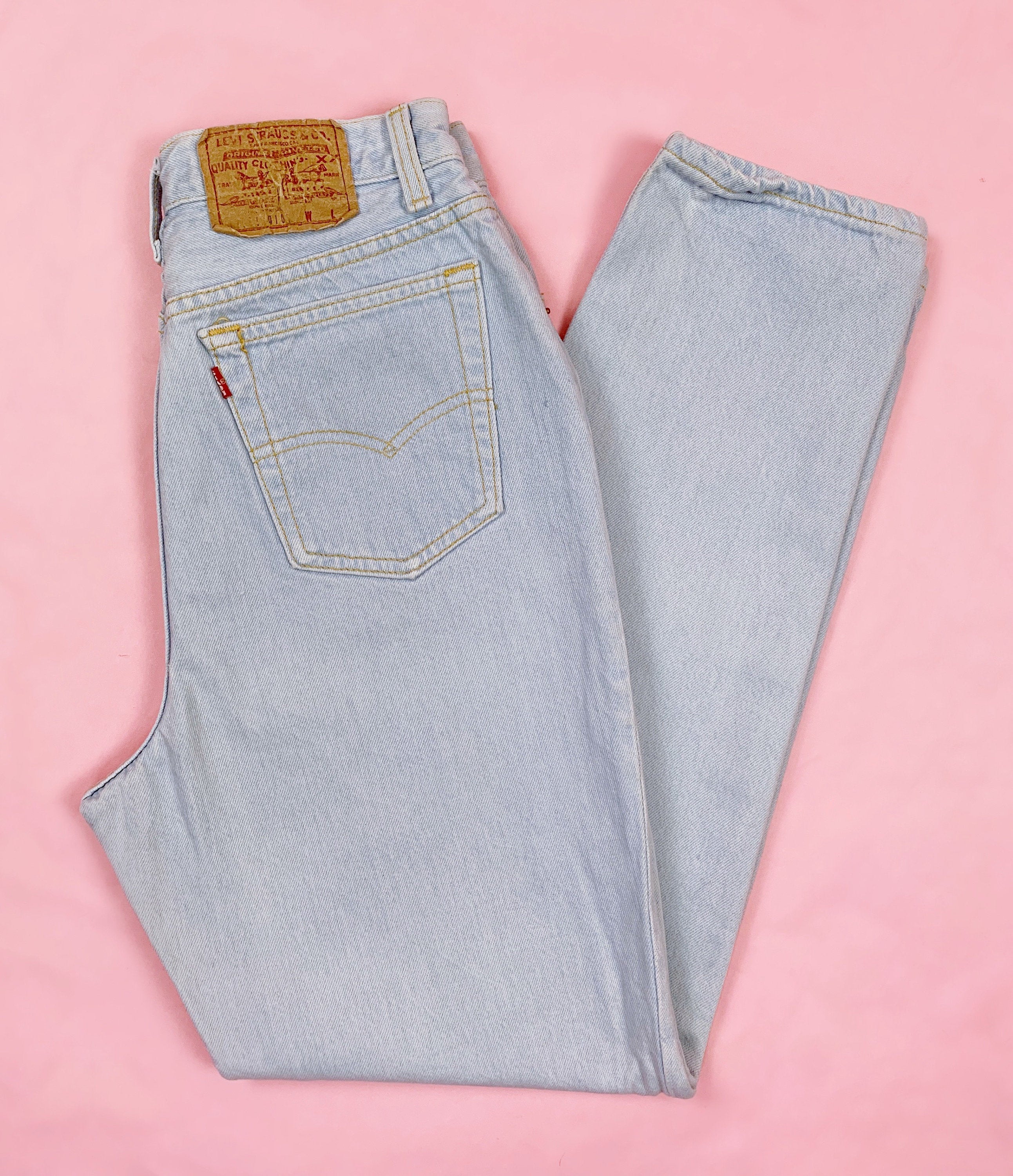 Rare Very Light Wash Vintage Tapered Leg 501 Levis Size 11 Waist 27