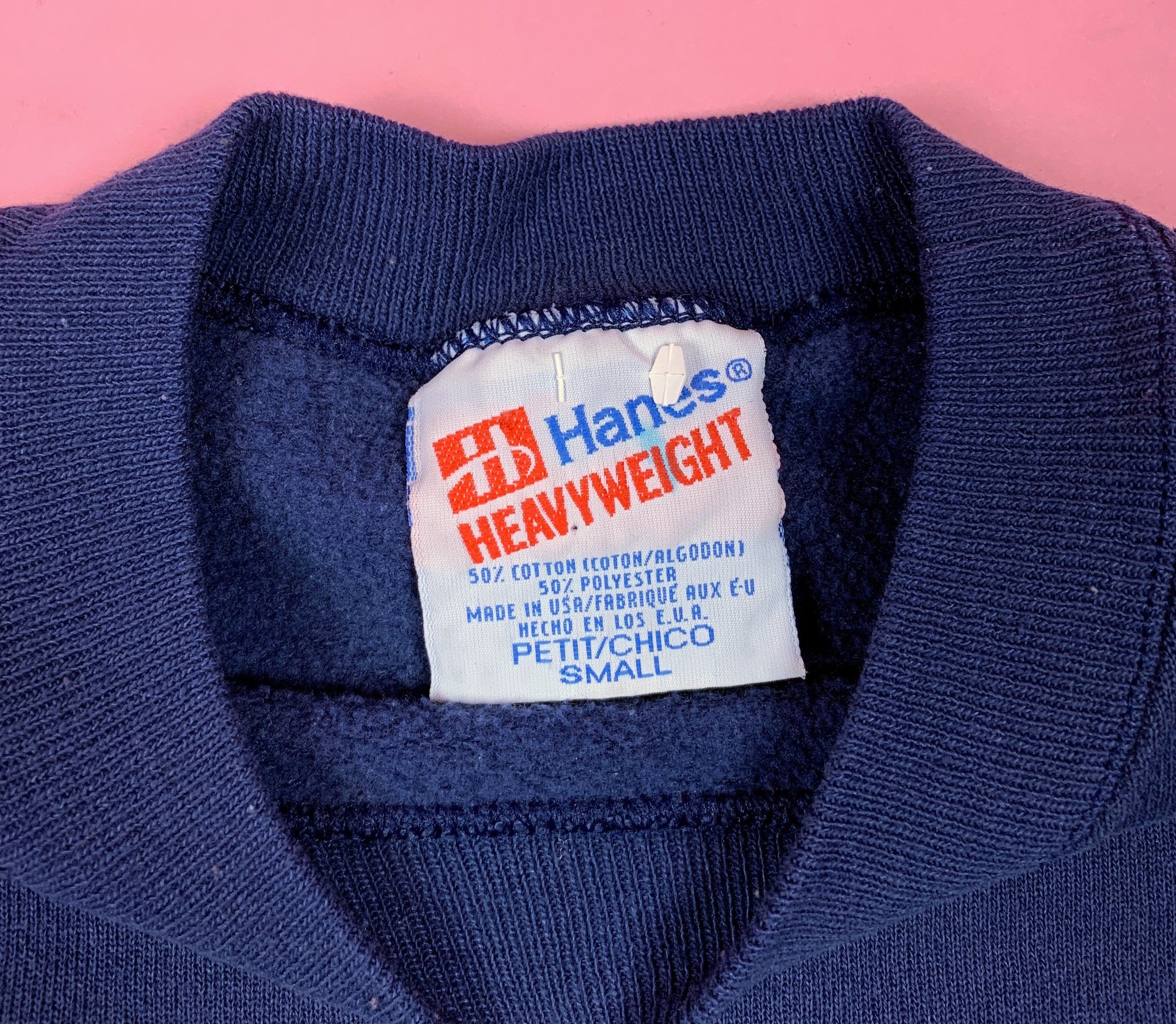 90s Vintage Screen Print Mickey Mouse Navy Blue Crew Neck