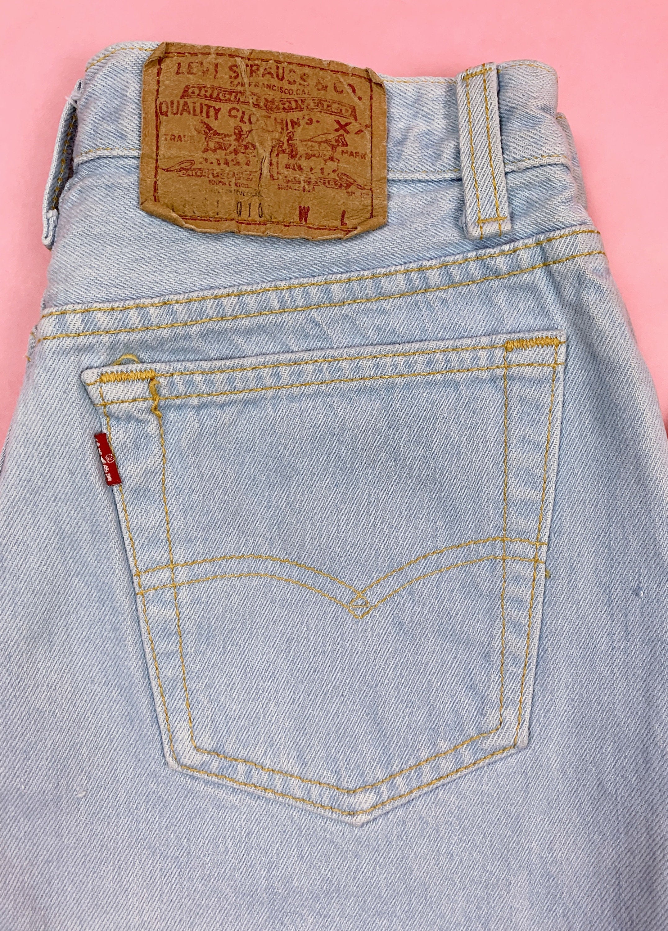 Rare Very Light Wash Vintage Tapered Leg 501 Levis Size 11 Waist 27