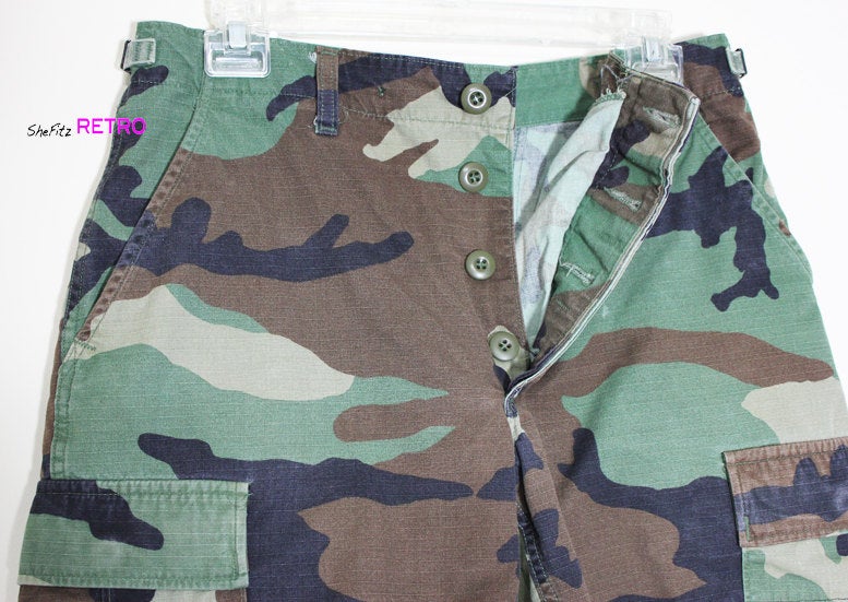 Reworked Vintage High Waisted Camo Cut Off Shorts