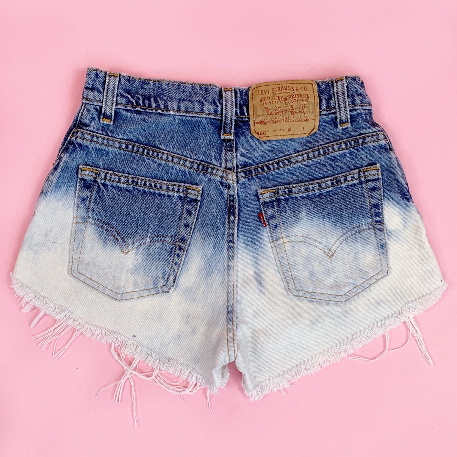 Bleached Ombre  Distressed Vintage High Waisted Levi Shorts Size 5