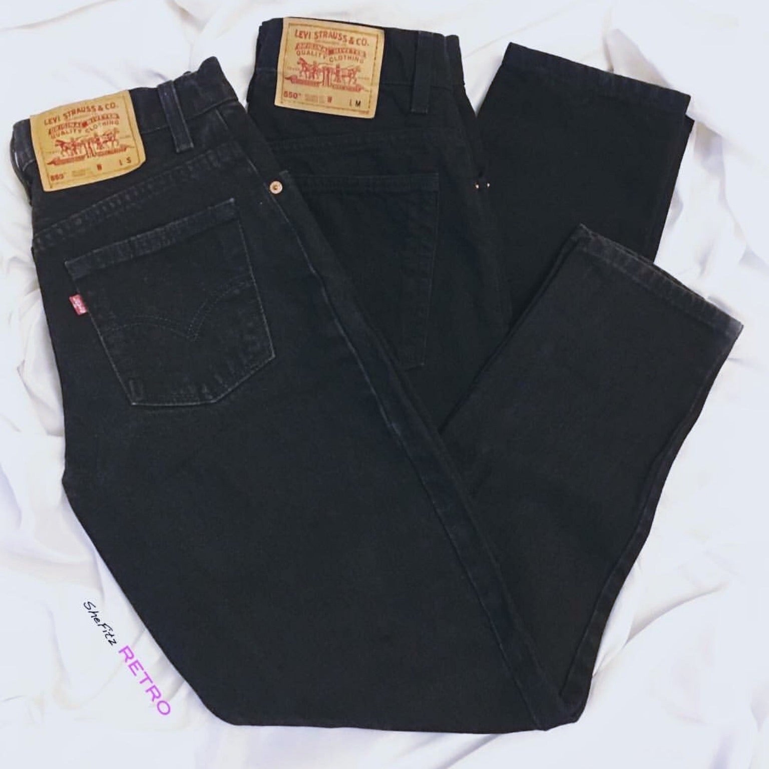 All Sizes Black Vintage High Waisted Tapered Levis Jeans
