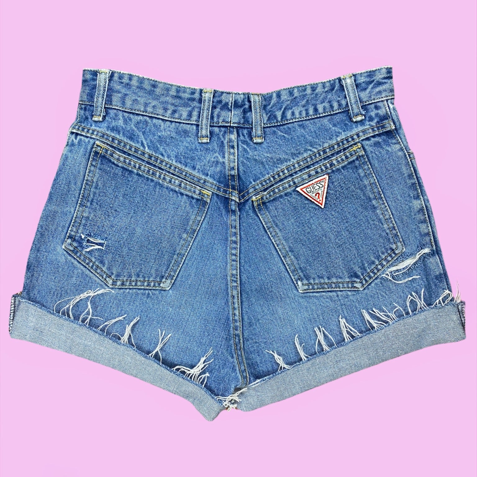 Vintage Guess Blue Cut Off Shorts Size 31