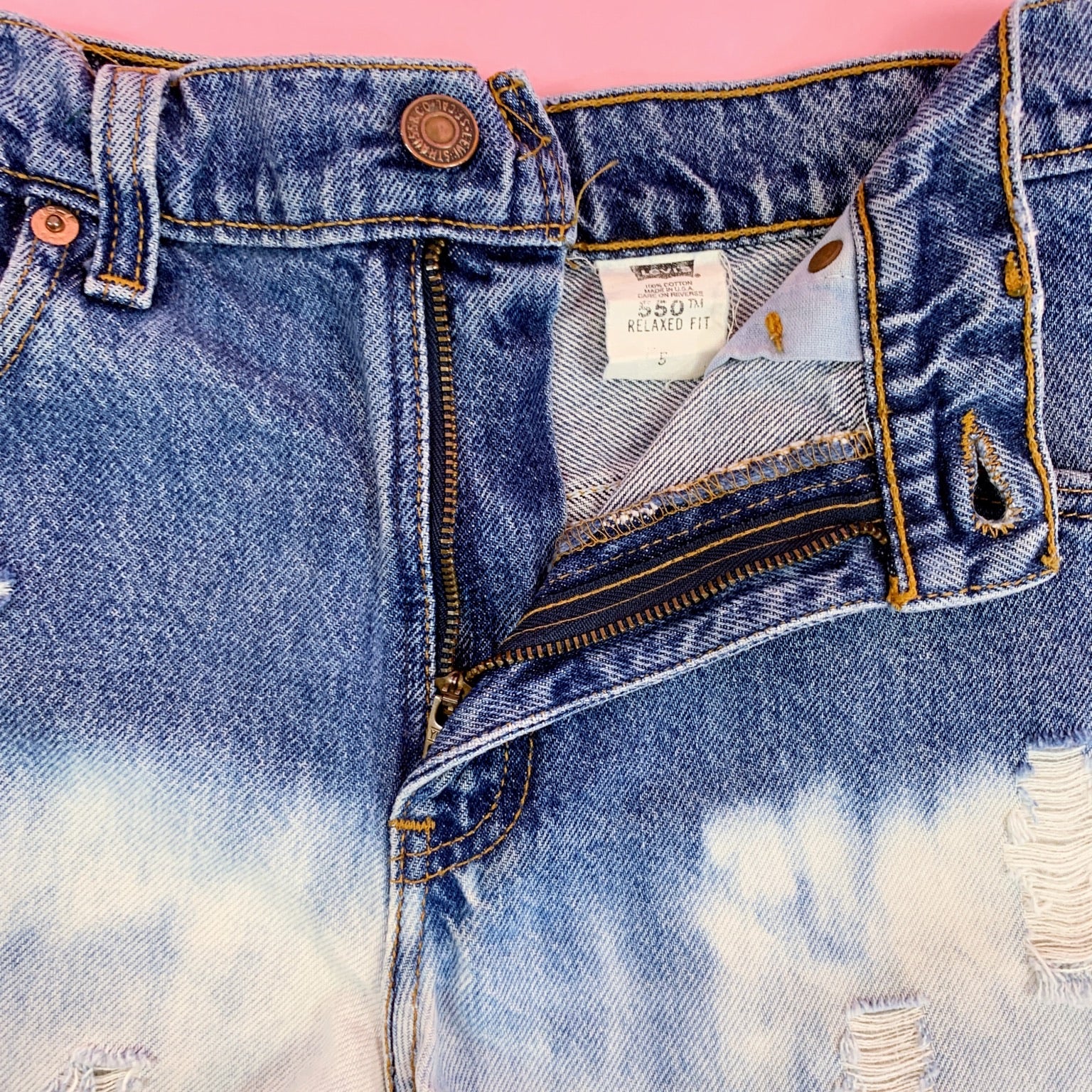 Bleached Ombre  Distressed Vintage High Waisted Levi Shorts Size 5