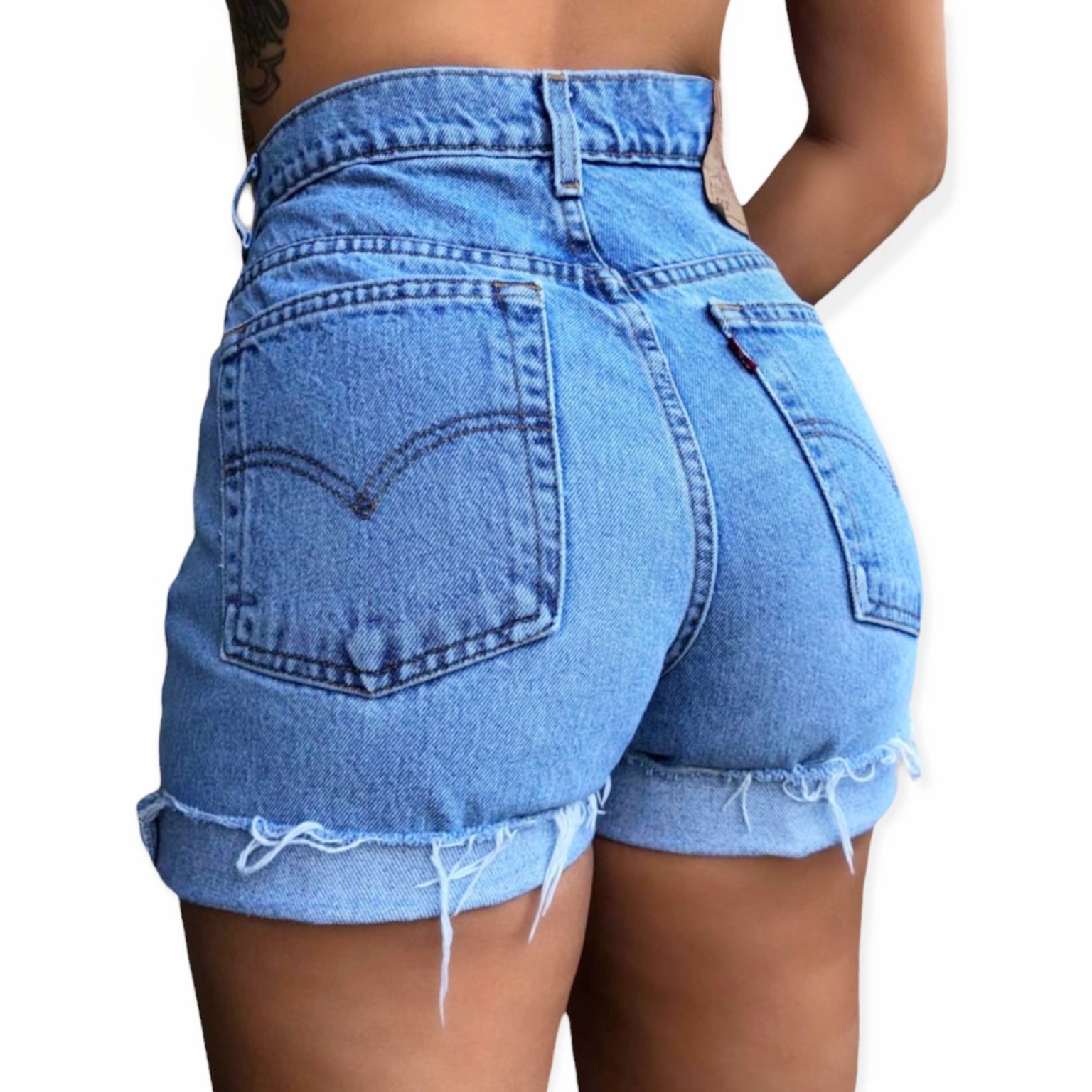 Made To Order Vintage High Waisted Cuffed Cut Off Shorts