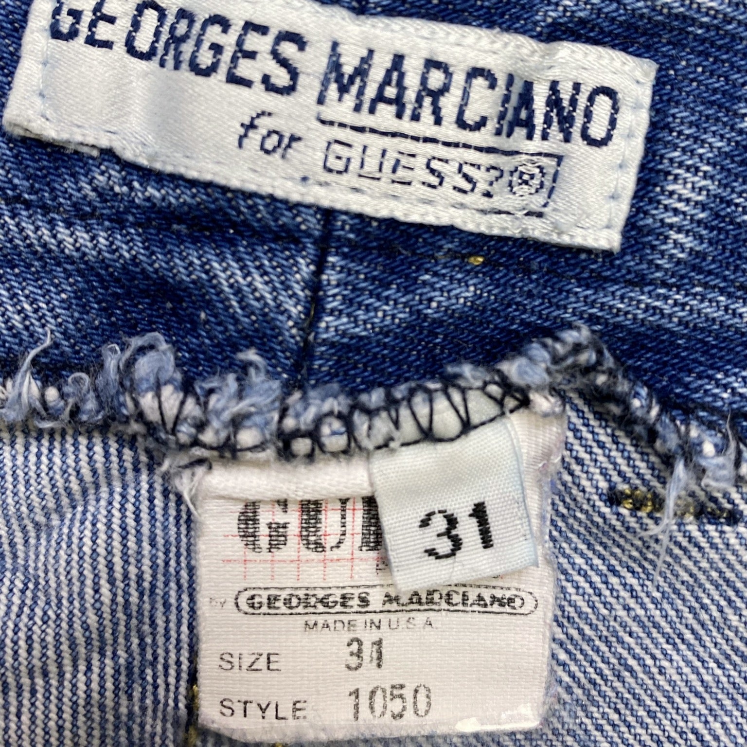 Vintage Guess Blue Cut Off Shorts Size 31