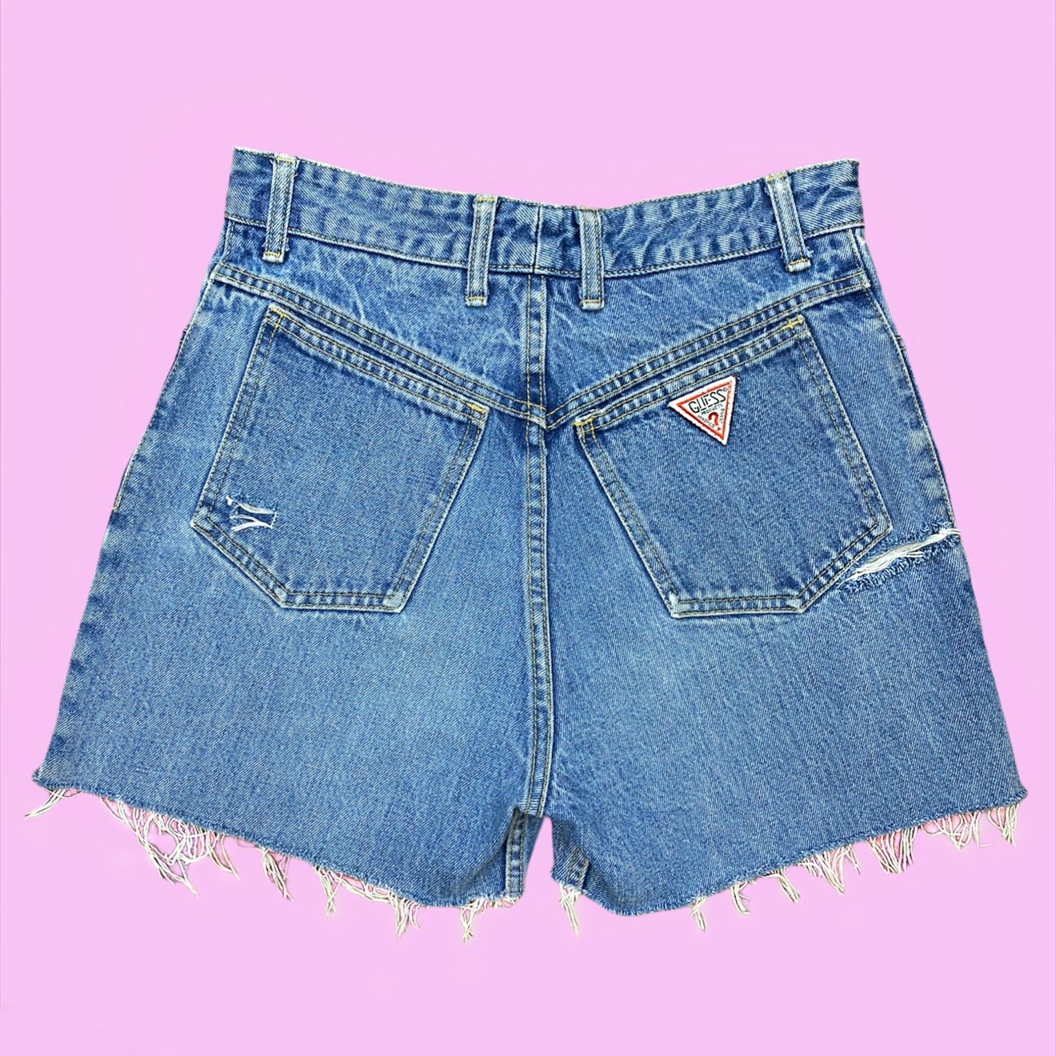 Vintage Guess Blue Cut Off Shorts Size 31