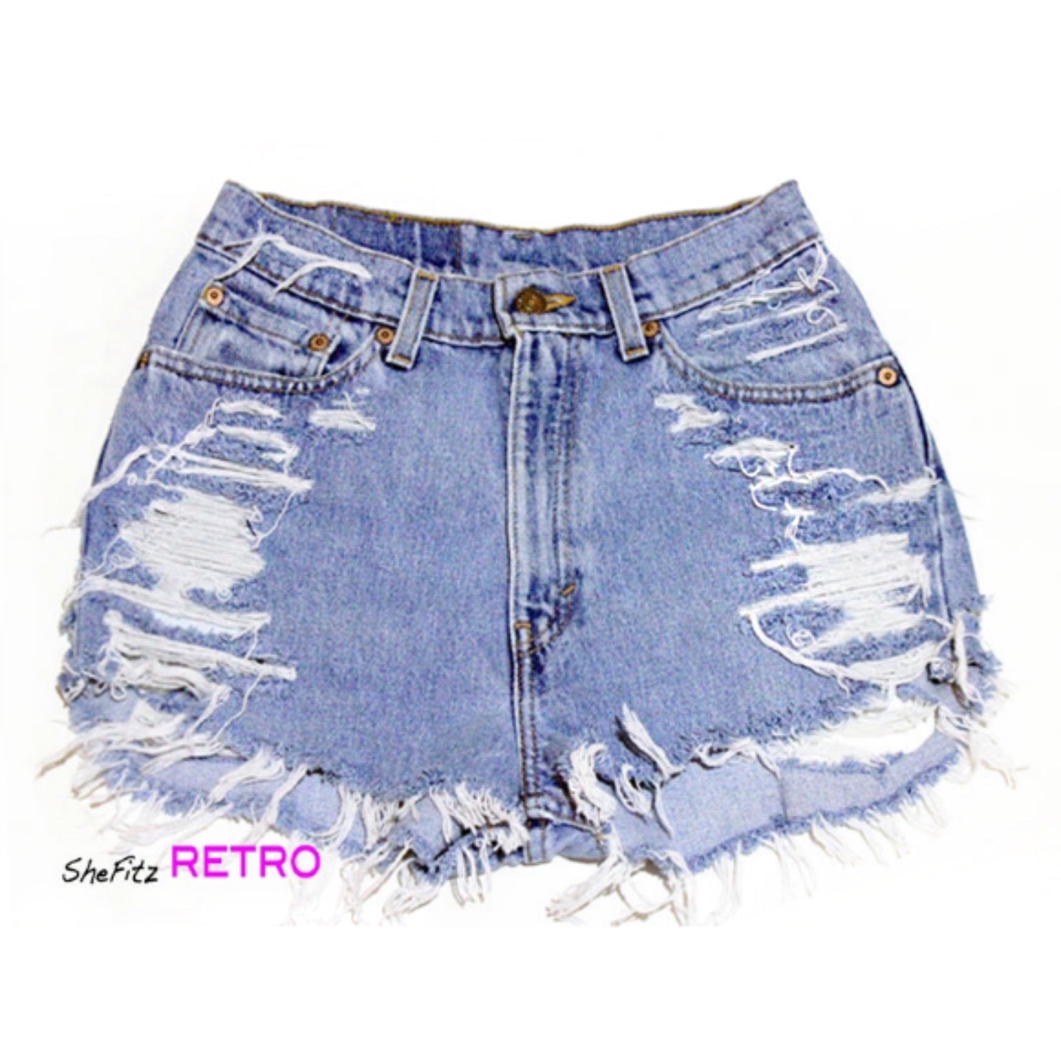 Made To Order Trashed Vintage High Waisted Cut Off Shorts